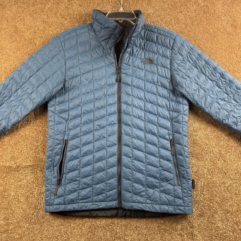 The North Face Mens ThermoBall Eco Quilted Puffer Jacket Blue Medium
